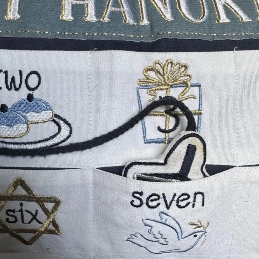 HAPPY HANUKKAH Countdown Pillow By STOREHOUSE 12x21” Menorah Dreidel Star David